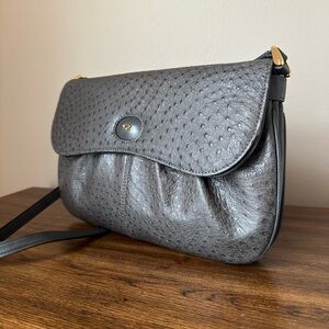 Oscar De La Renta Ostrich Leather Vintage Shoulder Bag
